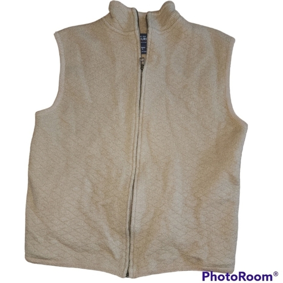 Women's Woolrich Vest Jacket 100% Wool XL Tan Camel Full Zip Outerwear Office - Picture 1 of 7
